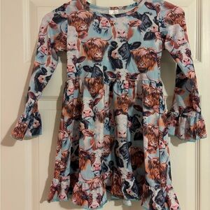 Ruffled Tiered Blue and Red Fit and Flare Dress